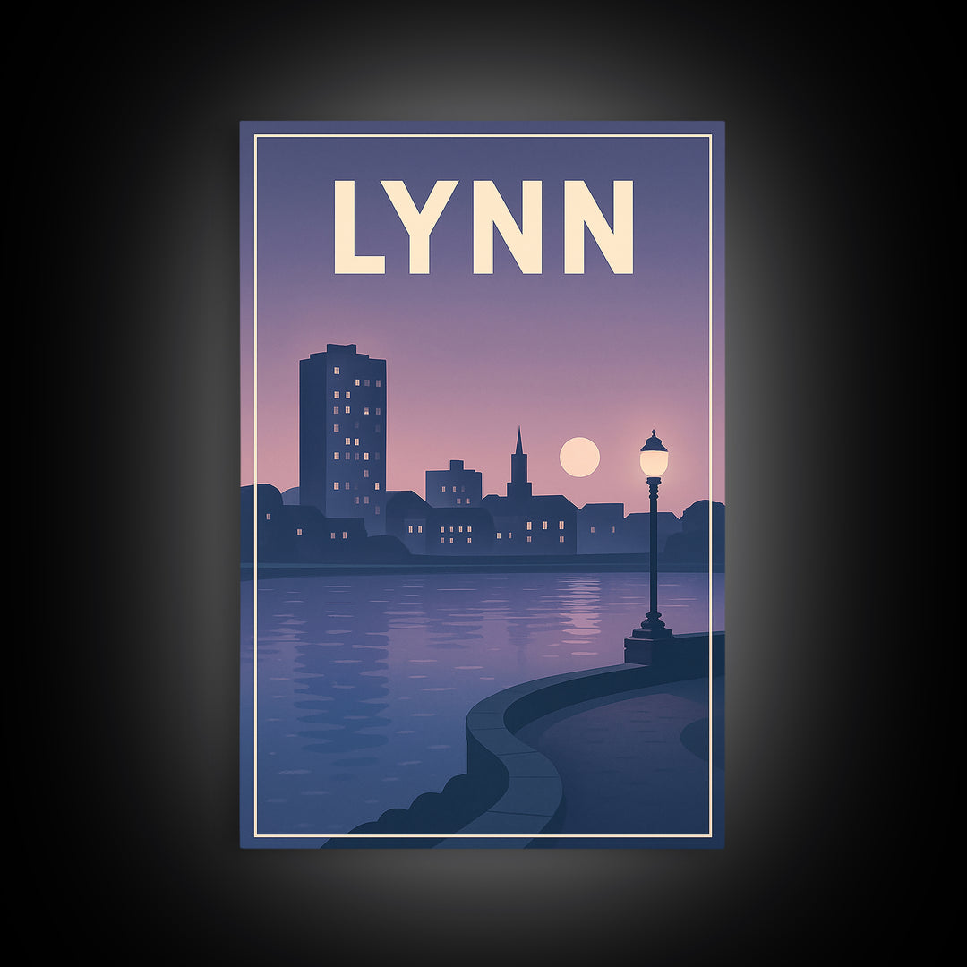 Lynn Travel Poster, Canvas Print, Mid Century City Wall Art, Lynn Poster Print, City Art Print, Vintage Travel Print, Travel Art Print