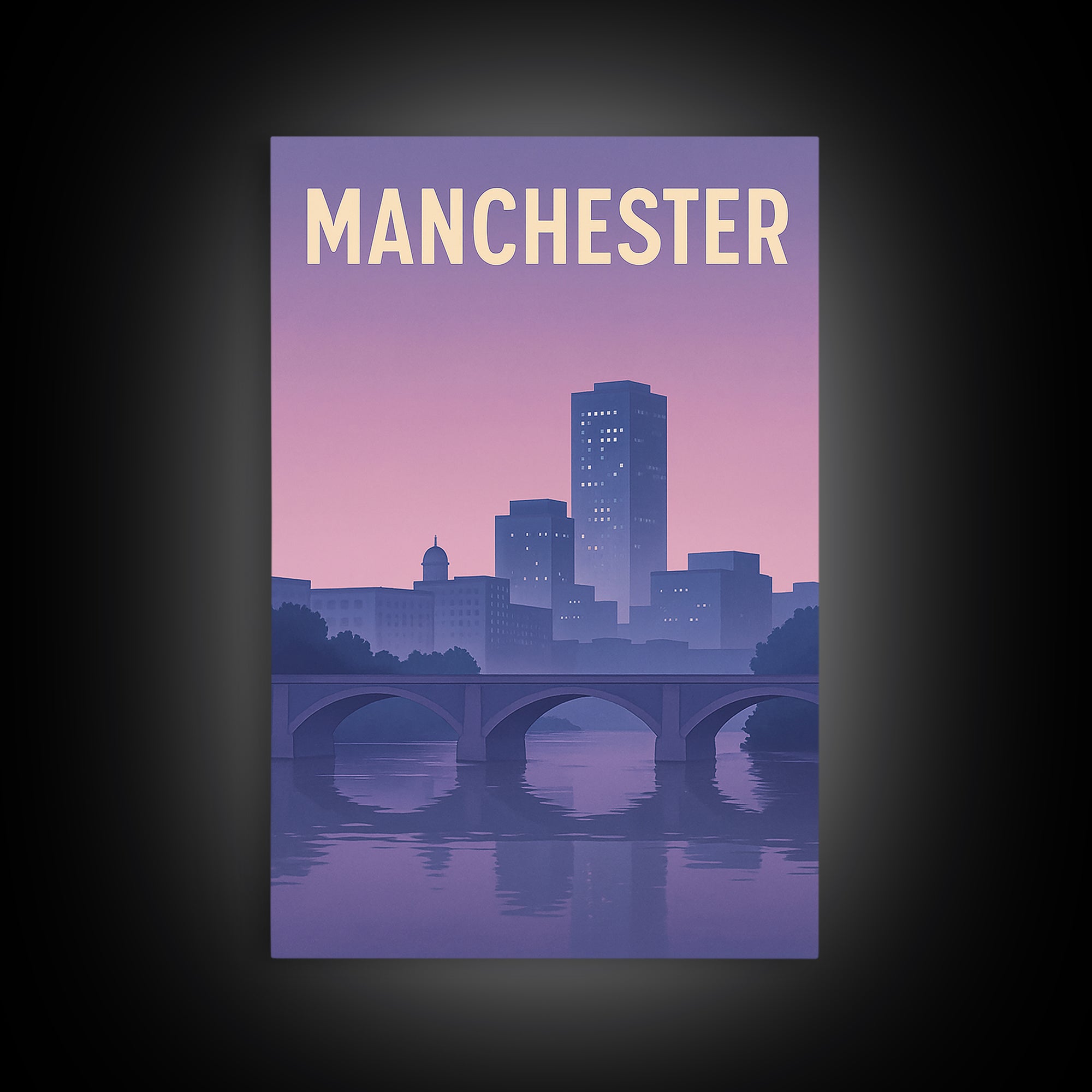 Manchester Travel Poster, Framed Canvas Print, Classic Travel Poster Art, Manchester Art Print, Travel Art Print, Fine Art Print