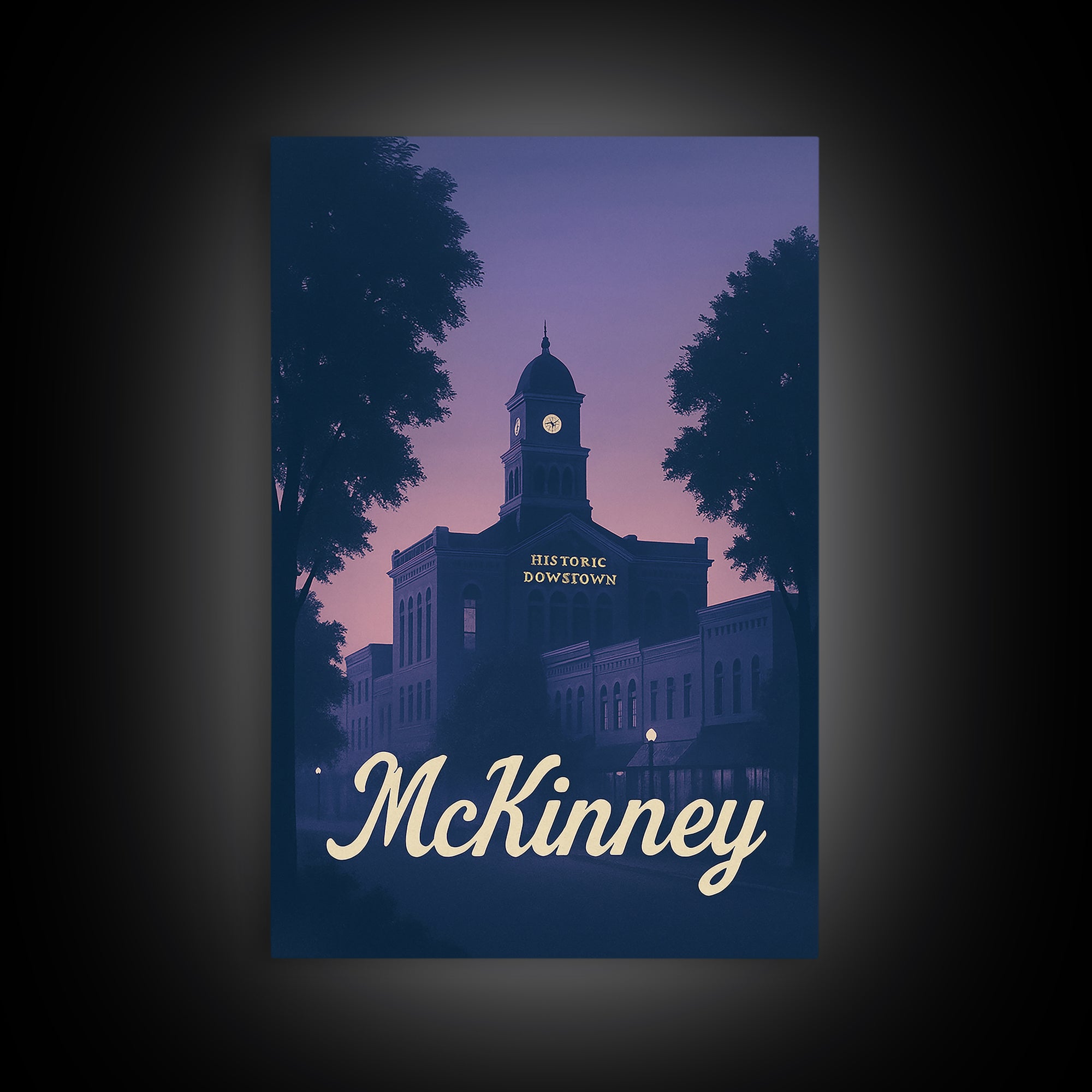 Mckinney Travel Poster, Framed Canvas Print, Classic Travel Poster Art, Mckinney City Art, Vintage City Poster, Retro Travel Print