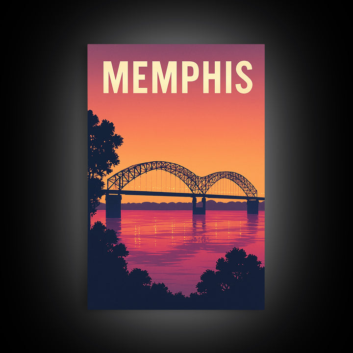 Memphis Tennessee Travel Poster, Framed Canvas Print, Vintage Travel Poster Art, Memphis Travel Art, Retro Travel Print, Fine Art Print