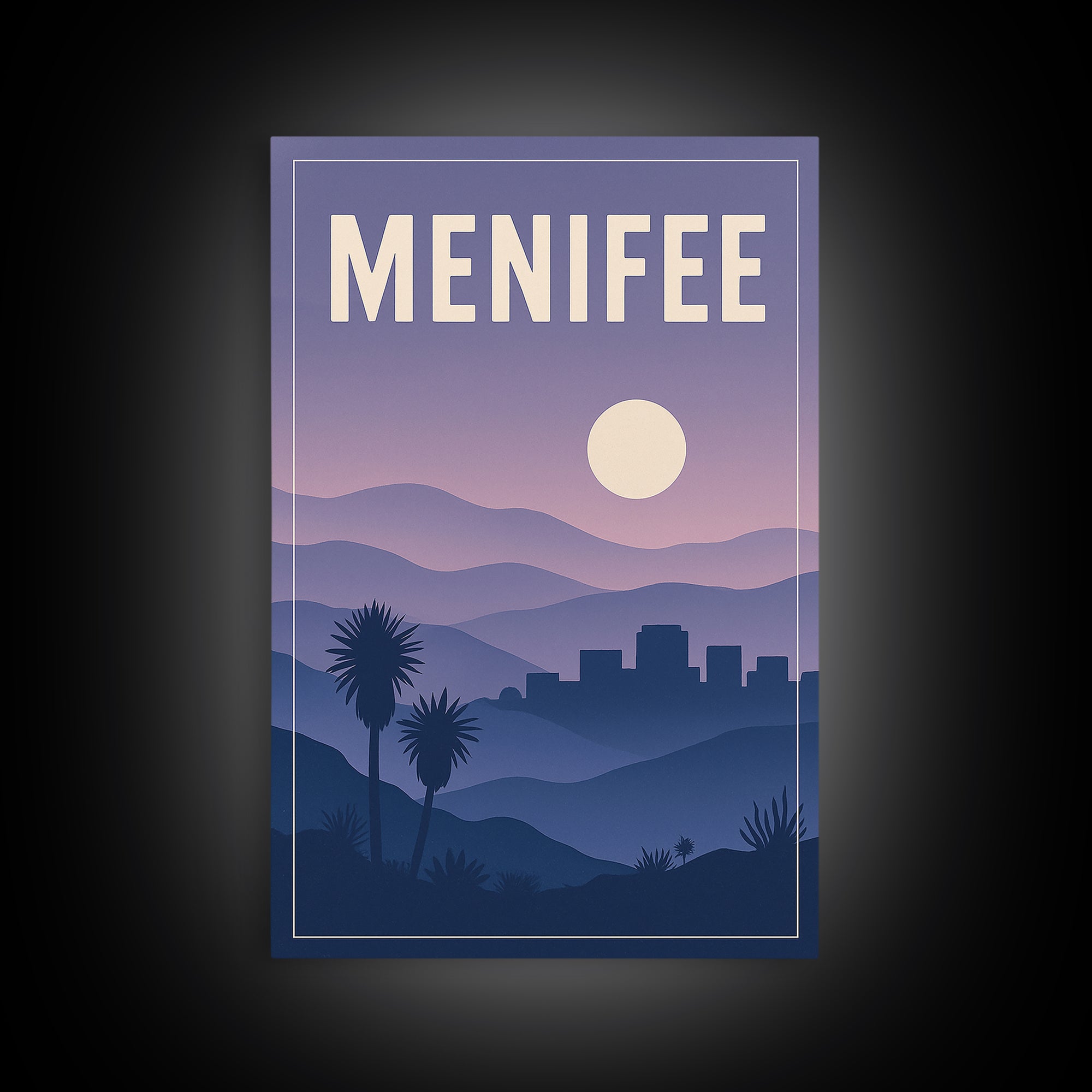 Menifee California Travel Poster, Canvas Print, Mid Century City Wall Art, Menifee Wall Art, City Art Print, Gift For Travelers, Travel Art