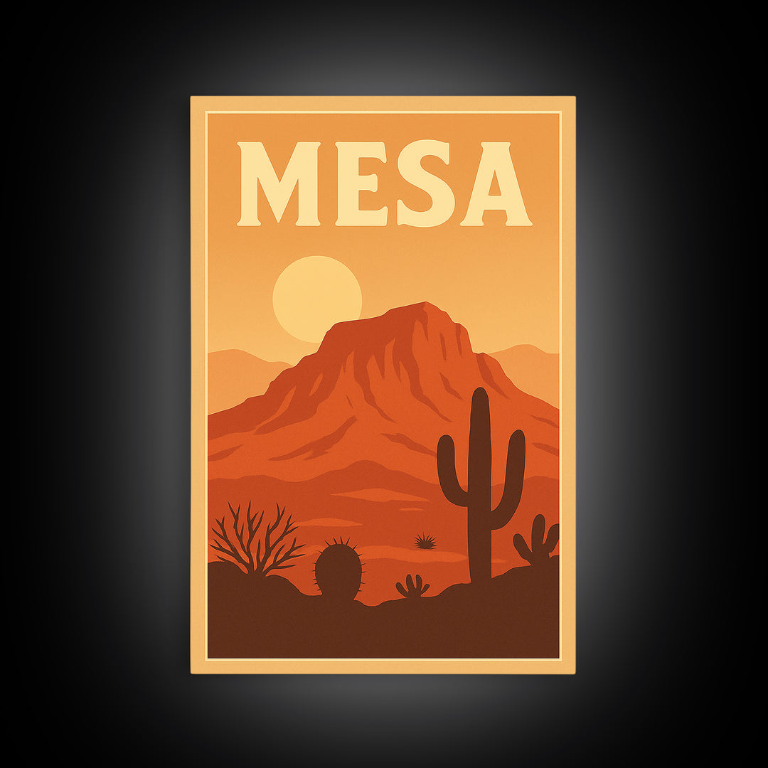 Mesa Travel Poster, Canvas Print, Classic Travel Poster Art, Mesa City Art, City Art Print, Travel Art Print, Travel Poster Art