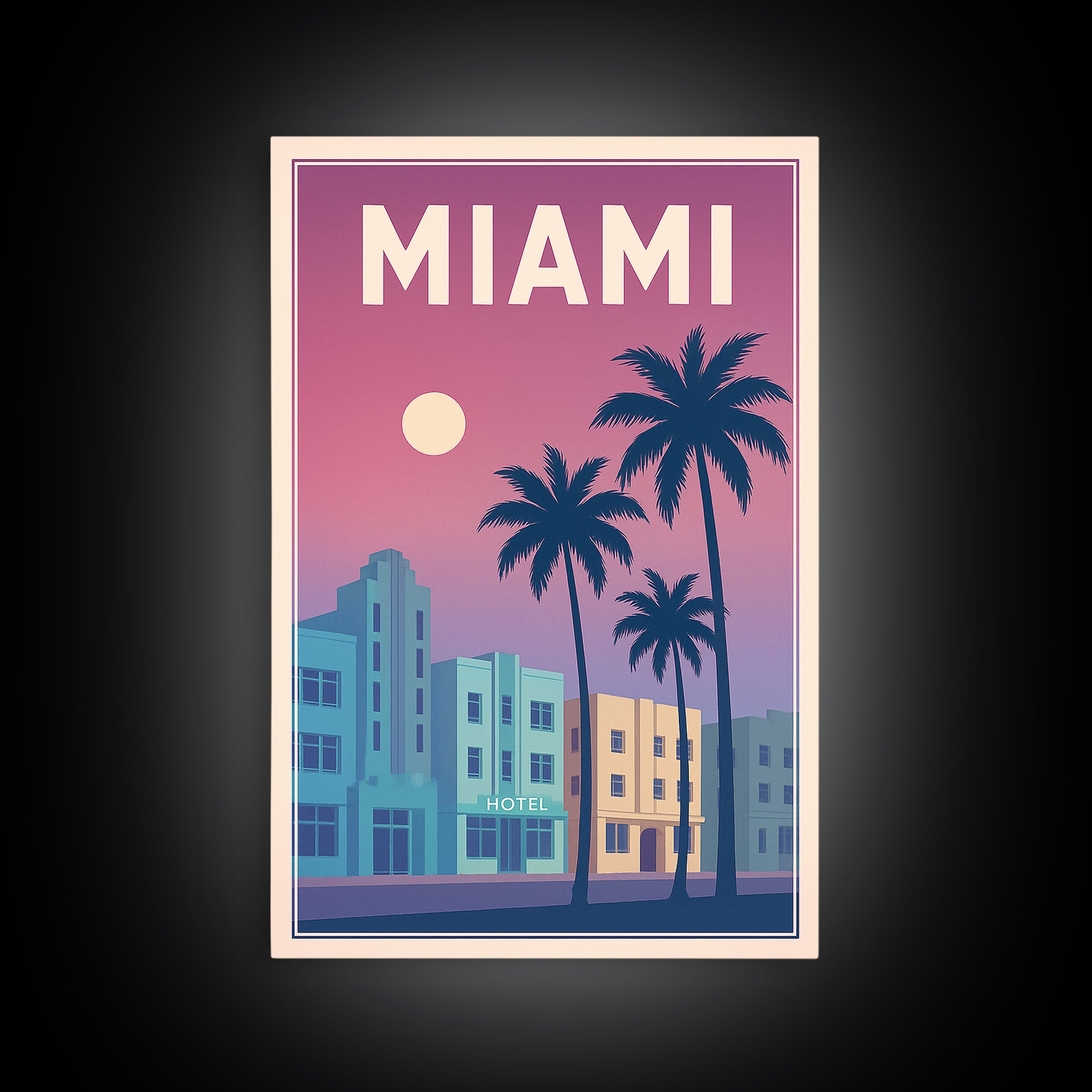 Miami Florida Travel Poster, Canvas Print, Classic Poster Art, Miami Poster Print, City Art Print, Watercolor Skyline Art, Travel Art