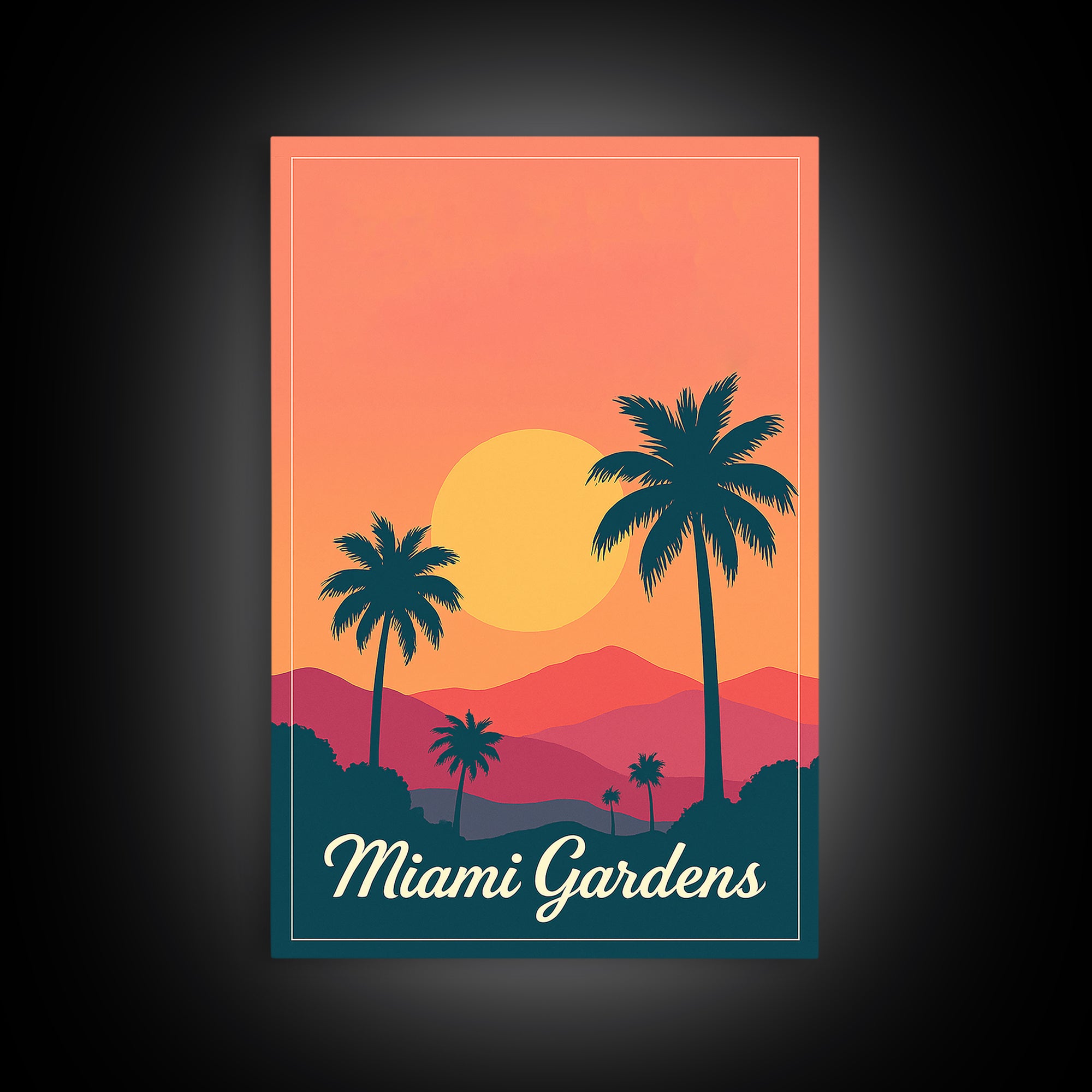 Miami Gardens Florida Travel Poster, Canvas Print, Vintage Travel Poster Art, Miami Gardens Poster Print, Gift For Travelers, City Art Print