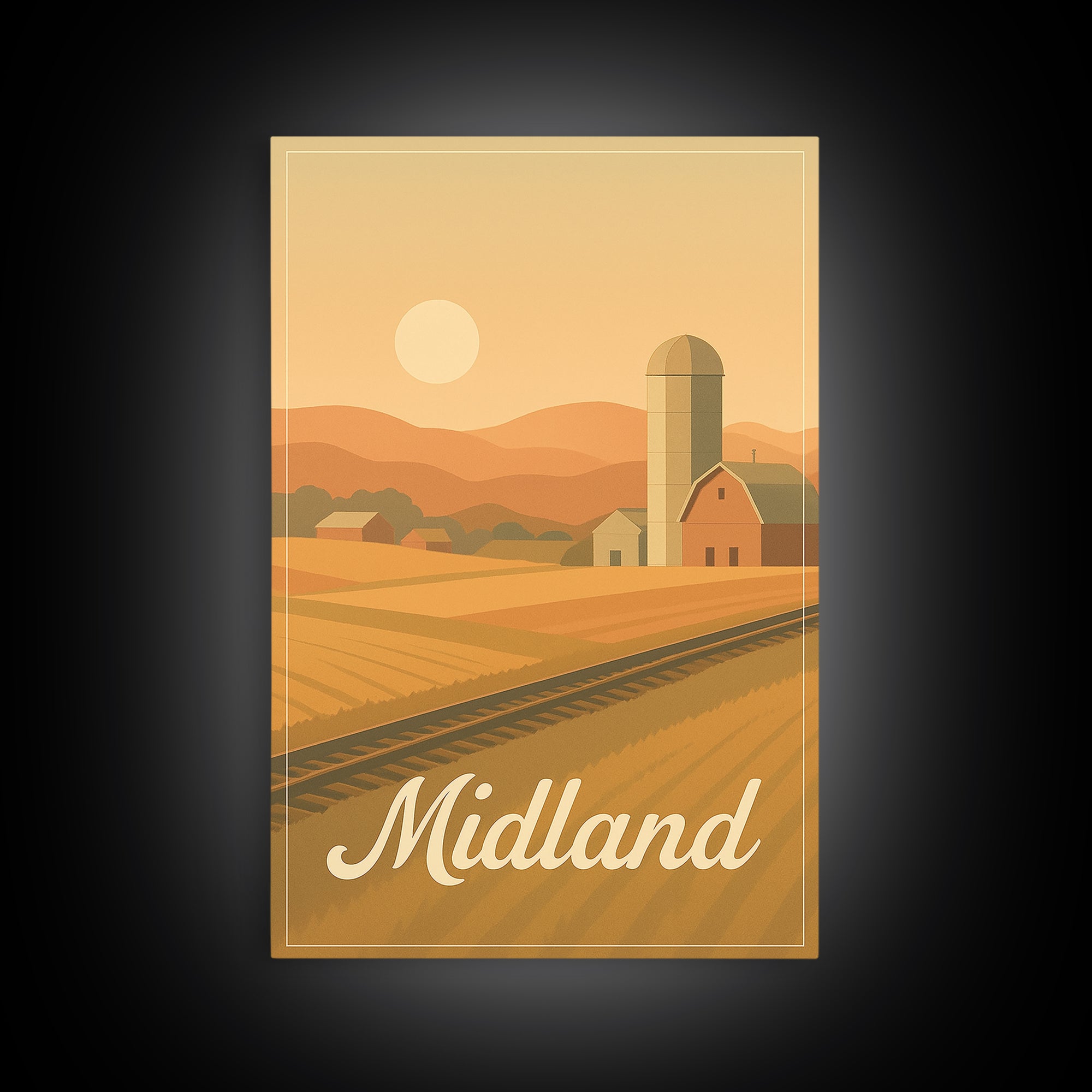 Midland Texas Travel Poster, Framed Canvas Print, Classic Travel Poster Art, Midland Wall Art, Travel Wall Art, Gift For Travelers