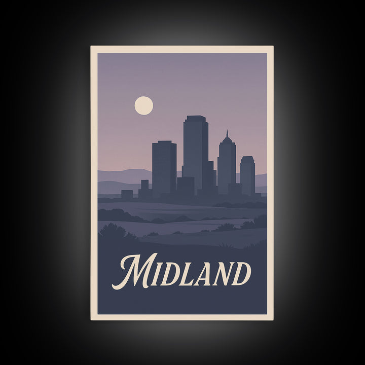 Midland Travel Poster, Canvas Print, Vintage Travel Poster Art, Midland Wall Art, Retro Travel Print, Travel Poster Art, Vintage City Art