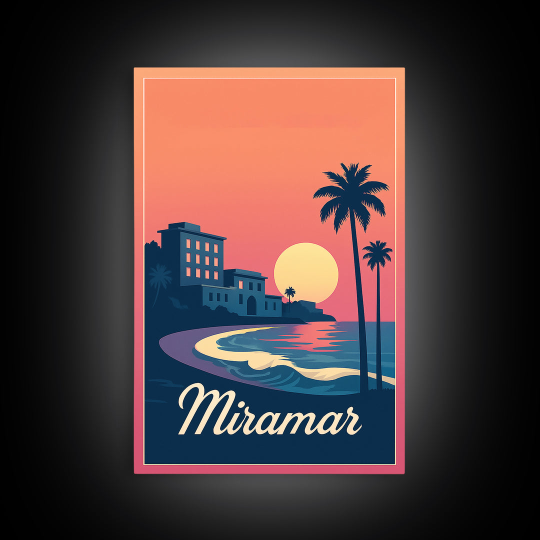 Miramar Florida Travel Poster, Canvas Print, Mid Century City Wall Art, Miramar City Art, Poster Art, Vintage City Poster, Travel Wall Art