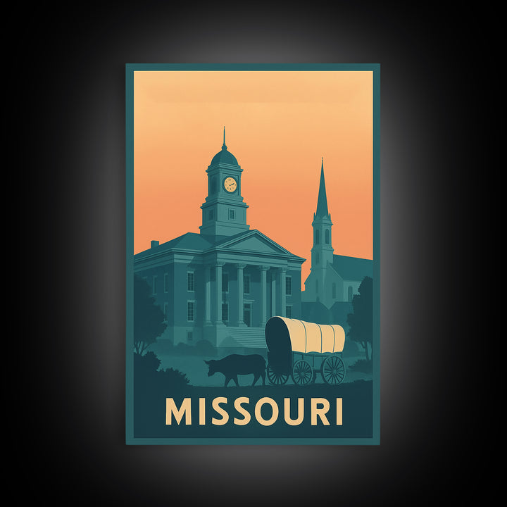 Missouri Travel Poster, Framed Canvas Print, Classic Travel Poster Art, Missouri Travel Art, Vintage City Poster, City Travel Prints