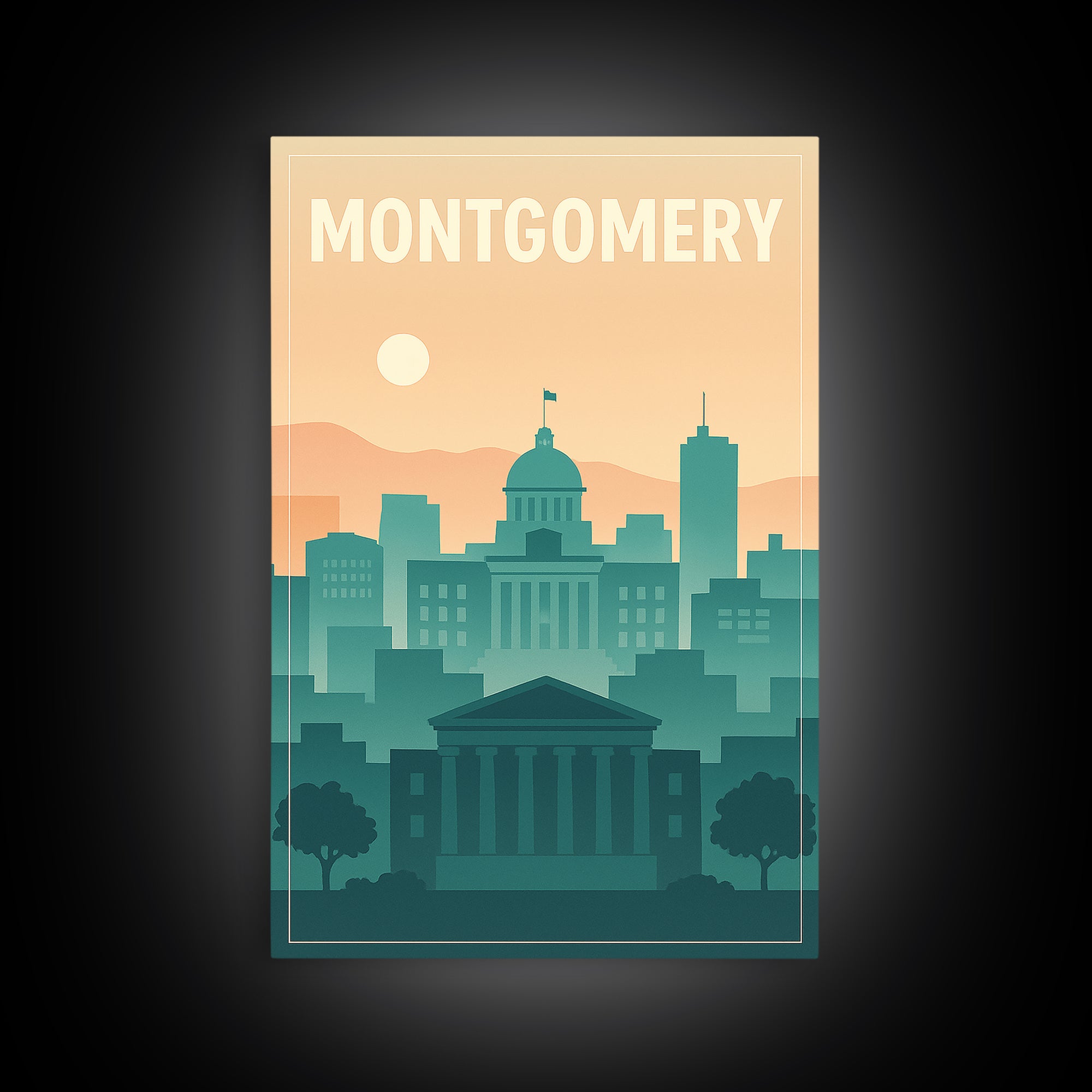 Montgomery Travel Poster, Canvas Print, Mid Century City Wall Art, Montgomery City Art, Mid Century Wall Art, Gift For Travelers