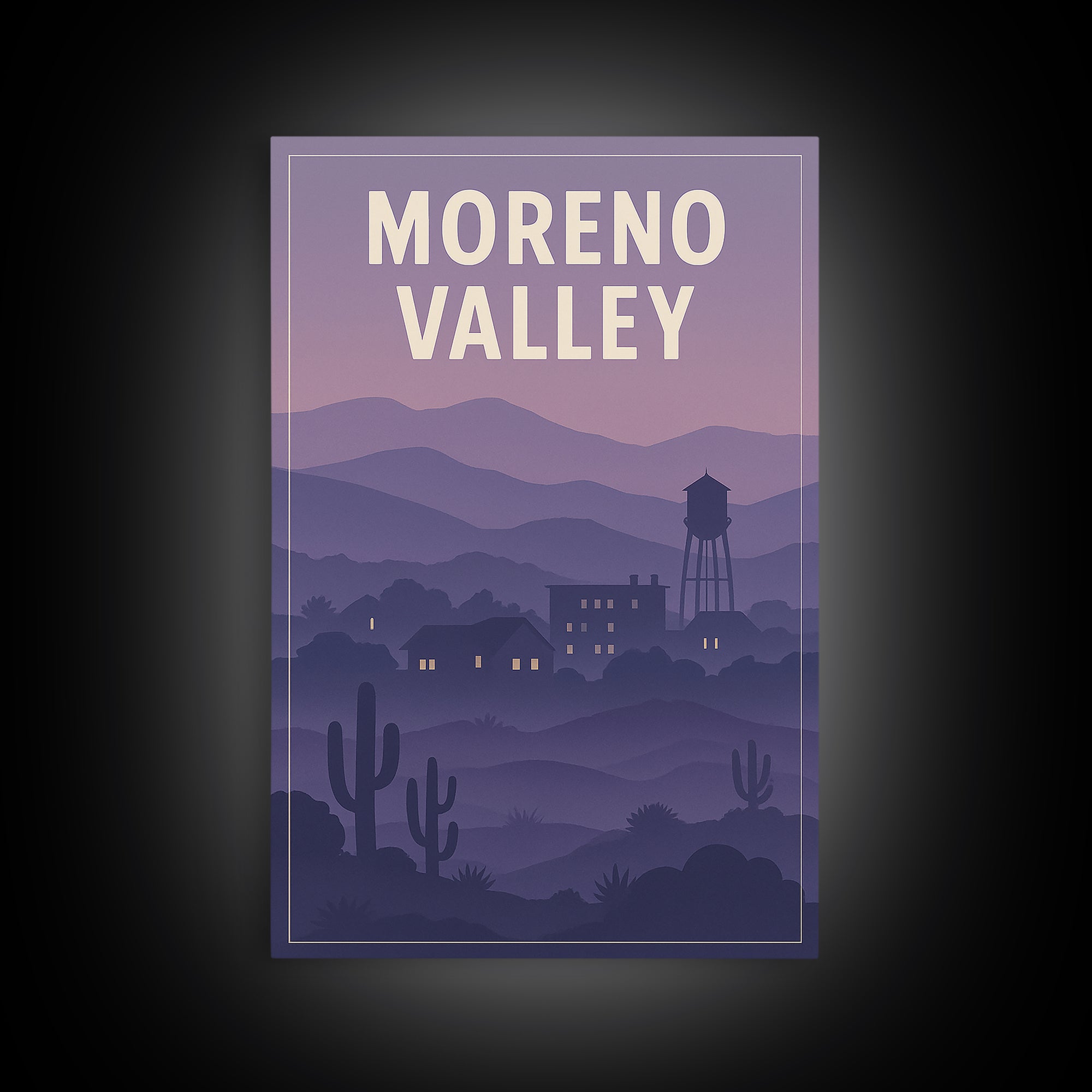 Moreno Valley California Travel Poster, Canvas Print, Retro Sunset Skyline Art, Moreno Valley Art Print, Wanderlust Decor, City Art Print