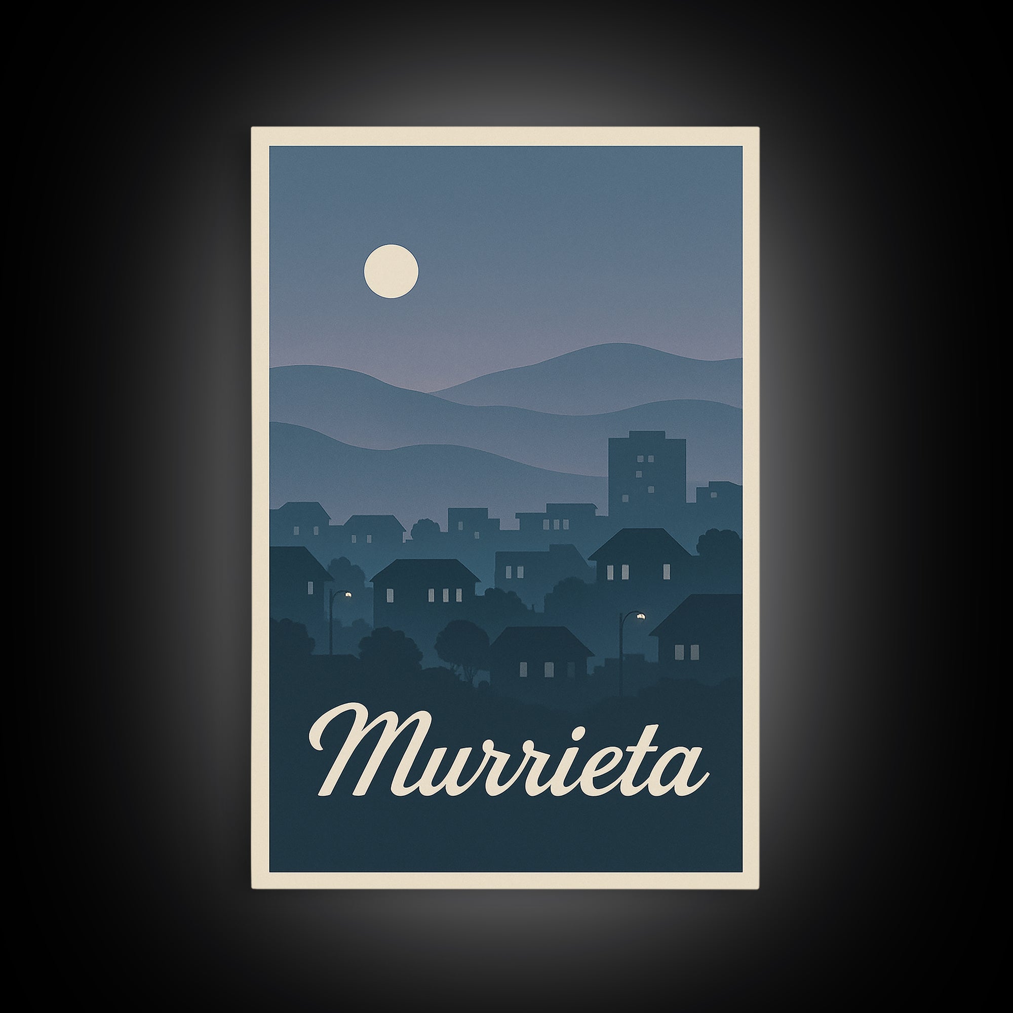Murrieta Travel Poster, Framed Canvas Print, Mid Century City Wall Art, Murrieta Art Print, Gift For Travelers, Vintage City Poster
