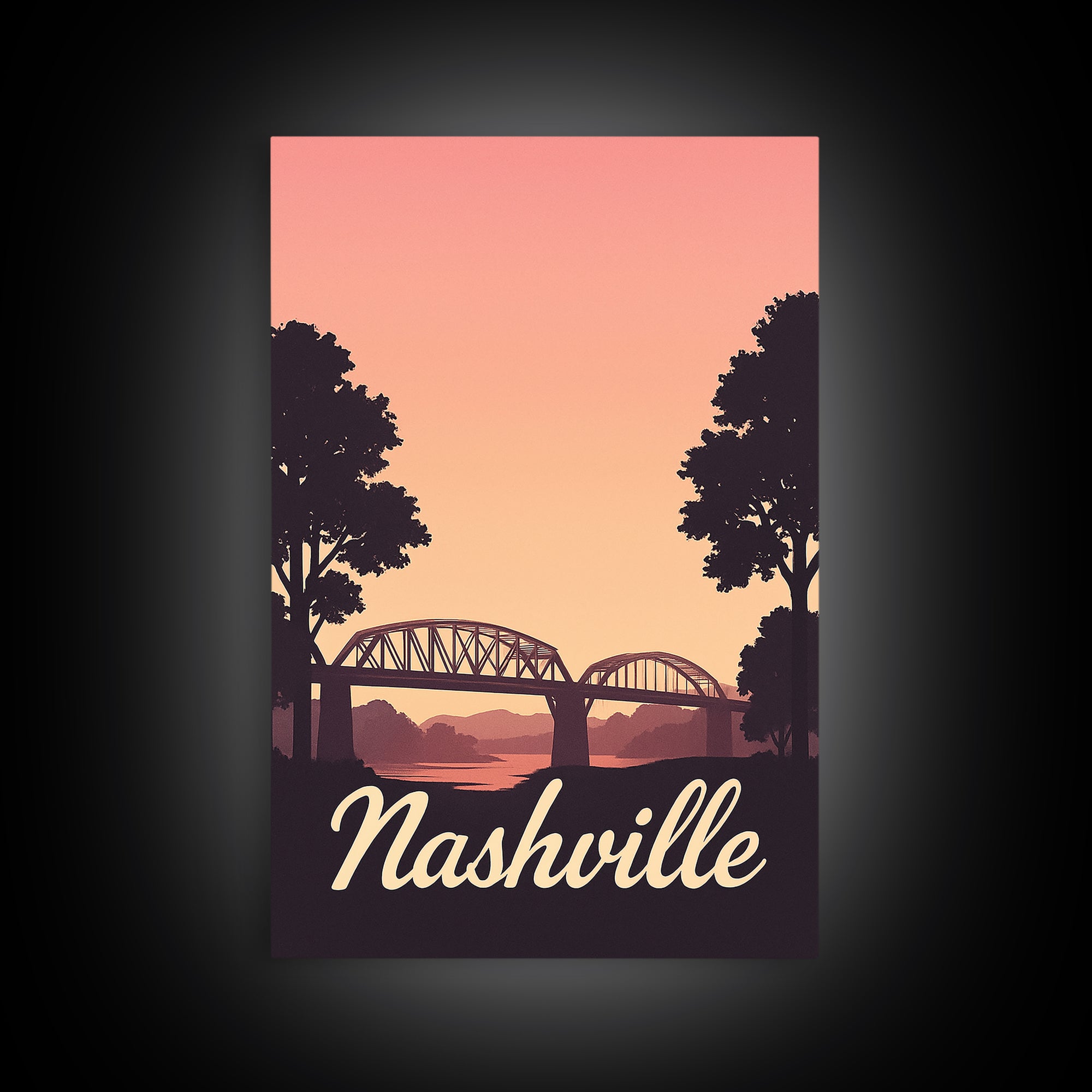 Nashville Tennessee Travel Poster, Canvas Print, Vintage Travel Poster Art, Nashville City Art, Vintage Travel Art, Living Room Wall Art