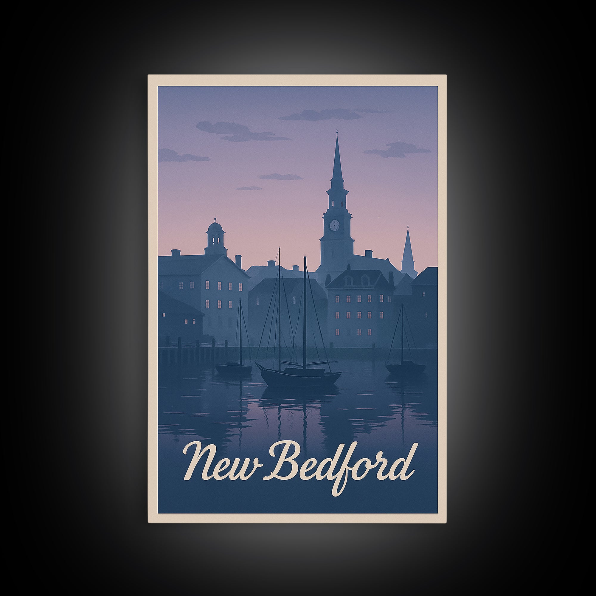New Bedford Travel Poster, Framed Canvas Print, Vintage Travel Poster Art, New Bedford Poster Print, Fine Art Print, Vintage Travel Art