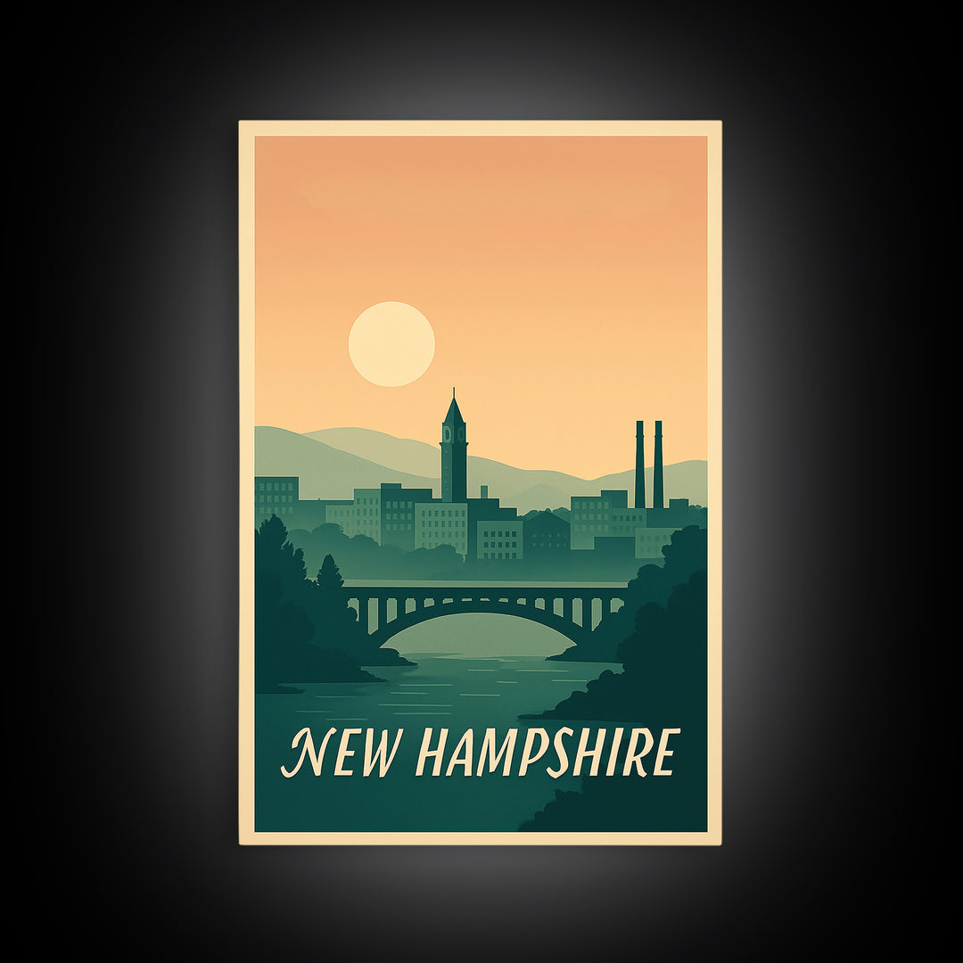 New Hampshire Travel Poster, Canvas Print, Mid Century City Wall Art, New Hampshire Poster Print, City Art Print, Travel Poster Set