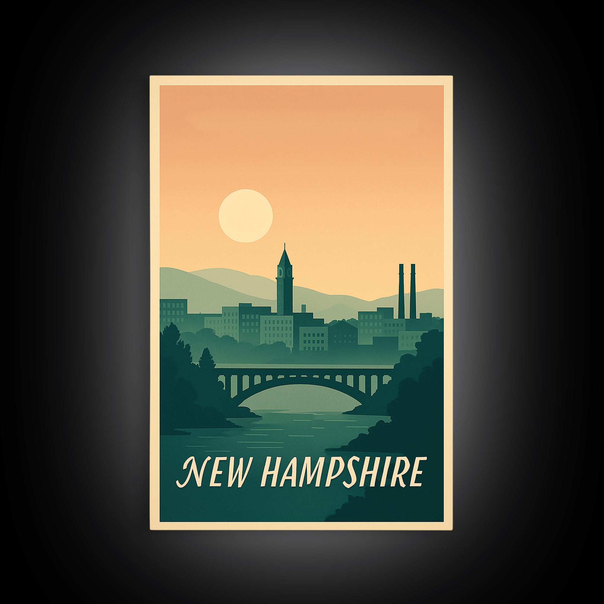 New Hampshire Travel Poster, Canvas Print, Mid Century City Wall Art, New Hampshire Poster Print, City Art Print, Travel Poster Set