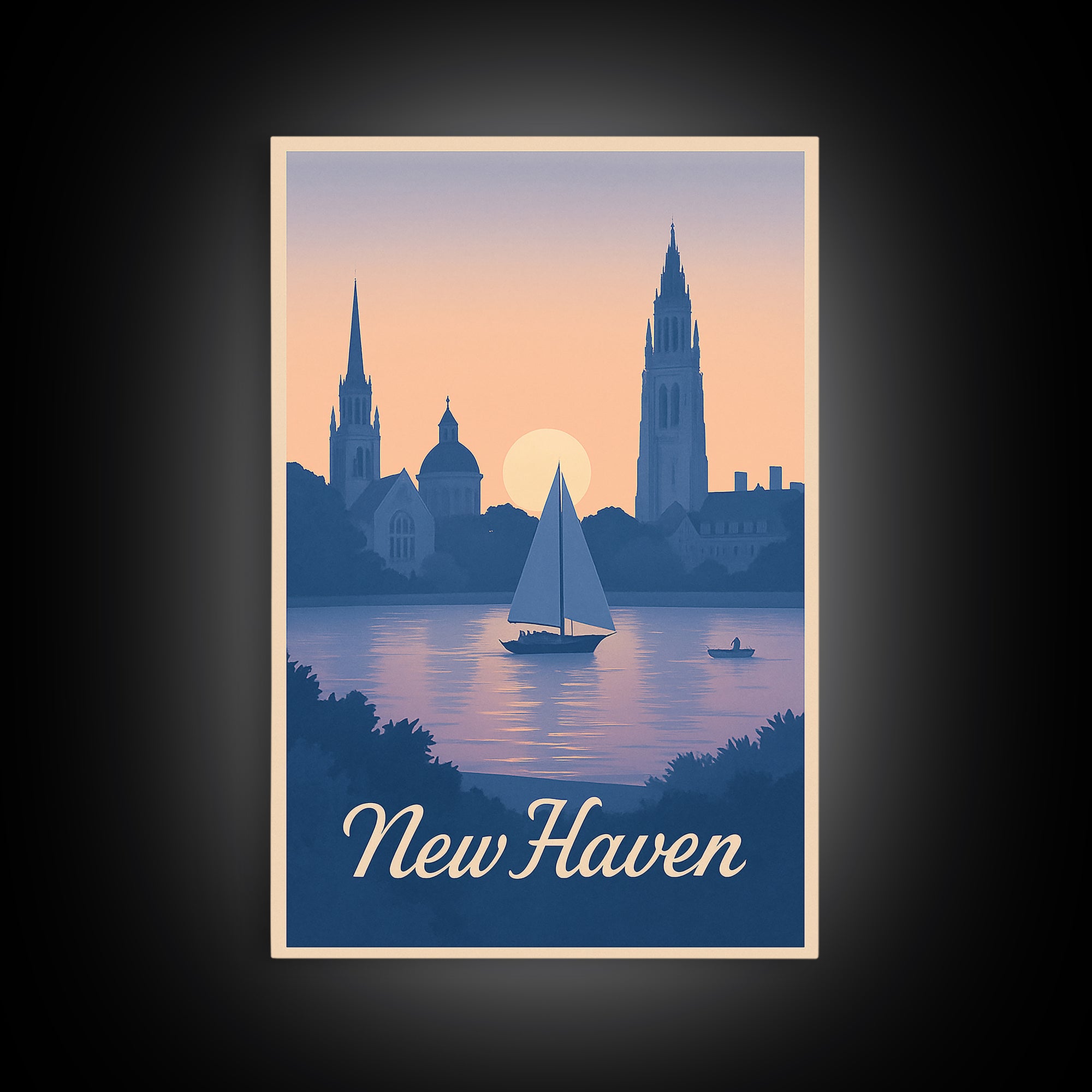New Haven Travel Poster, Framed Canvas Print, Classic Travel Poster Art, New Haven City Art, Gift For Travelers, Vintage Travel Print