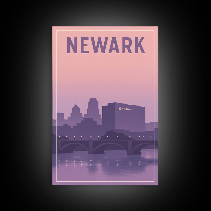 Newark New Jersey Travel Poster, Canvas Print, Mid Century City Wall Art, Newark Art Print, Watercolor City Skyline, Art Print