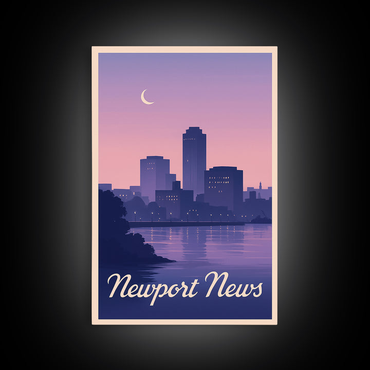Newport News Travel Poster, Framed Canvas Print, Classic Travel Poster Art, Newport News Wall Art, Vintage Travel Art, Vintage City Art