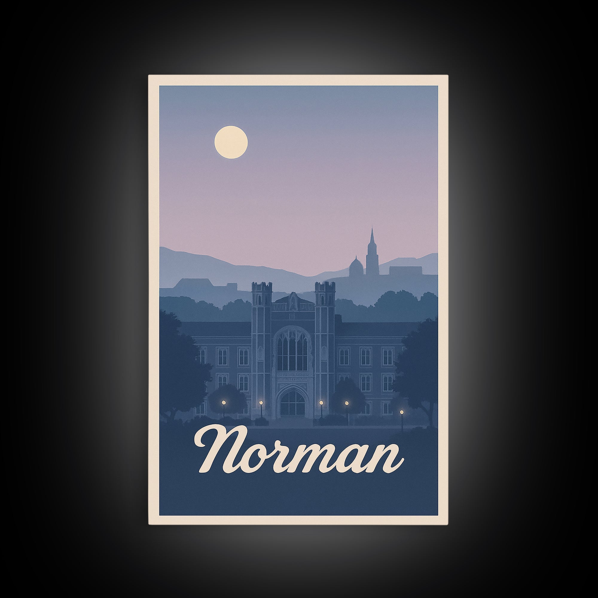 Norman Travel Poster, Framed Canvas Print, Classic Travel Poster Art, Norman City Art, Retro Travel Print, Mid Century Wall Art