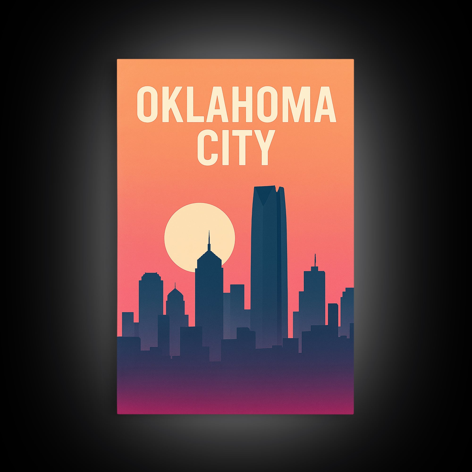 Oklahoma City Oklahoma Travel Poster, Canvas Print, Vintage Travel Poster Art, Oklahoma City Poster Print, Travel Poster Art, Landscape Art