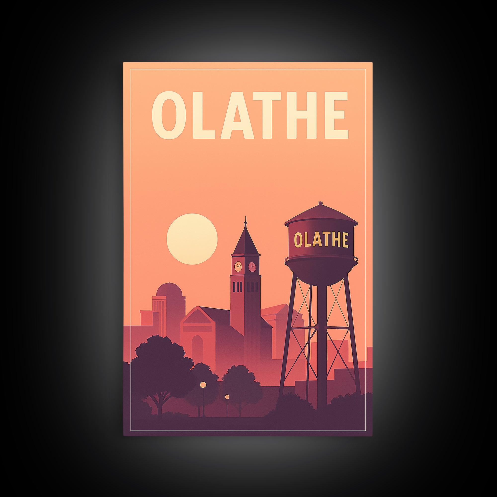 Olathe Travel Poster, Canvas Print, Mid Century City Wall Art, Olathe Travel Art, Travel Wall Art, Home Office Decor, City Illustration