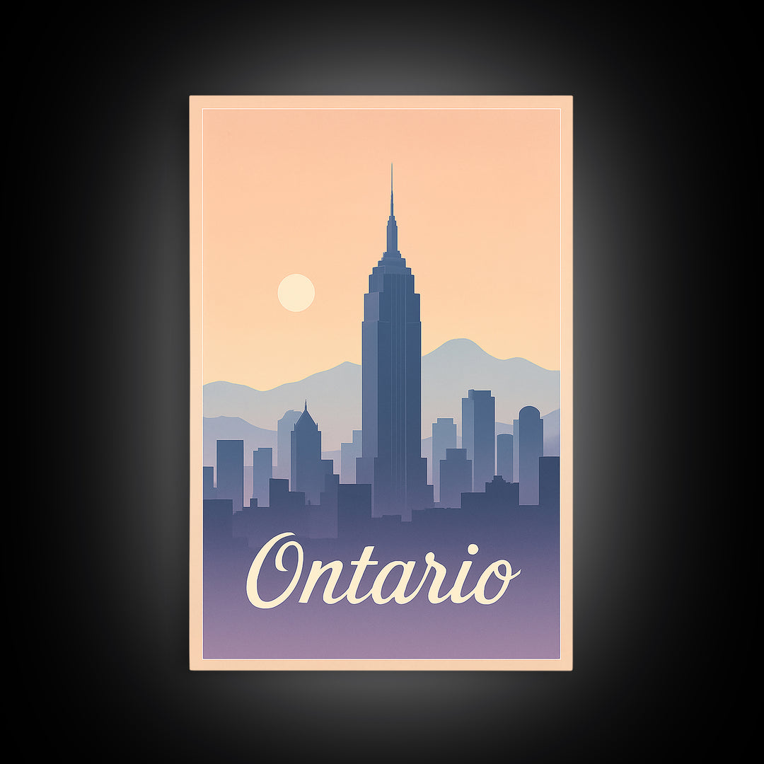 Ontario Travel Poster, Framed Canvas Print, Classic Travel Poster Art, Ontario Wall Art, Vintage City Poster, Gift For Travelers