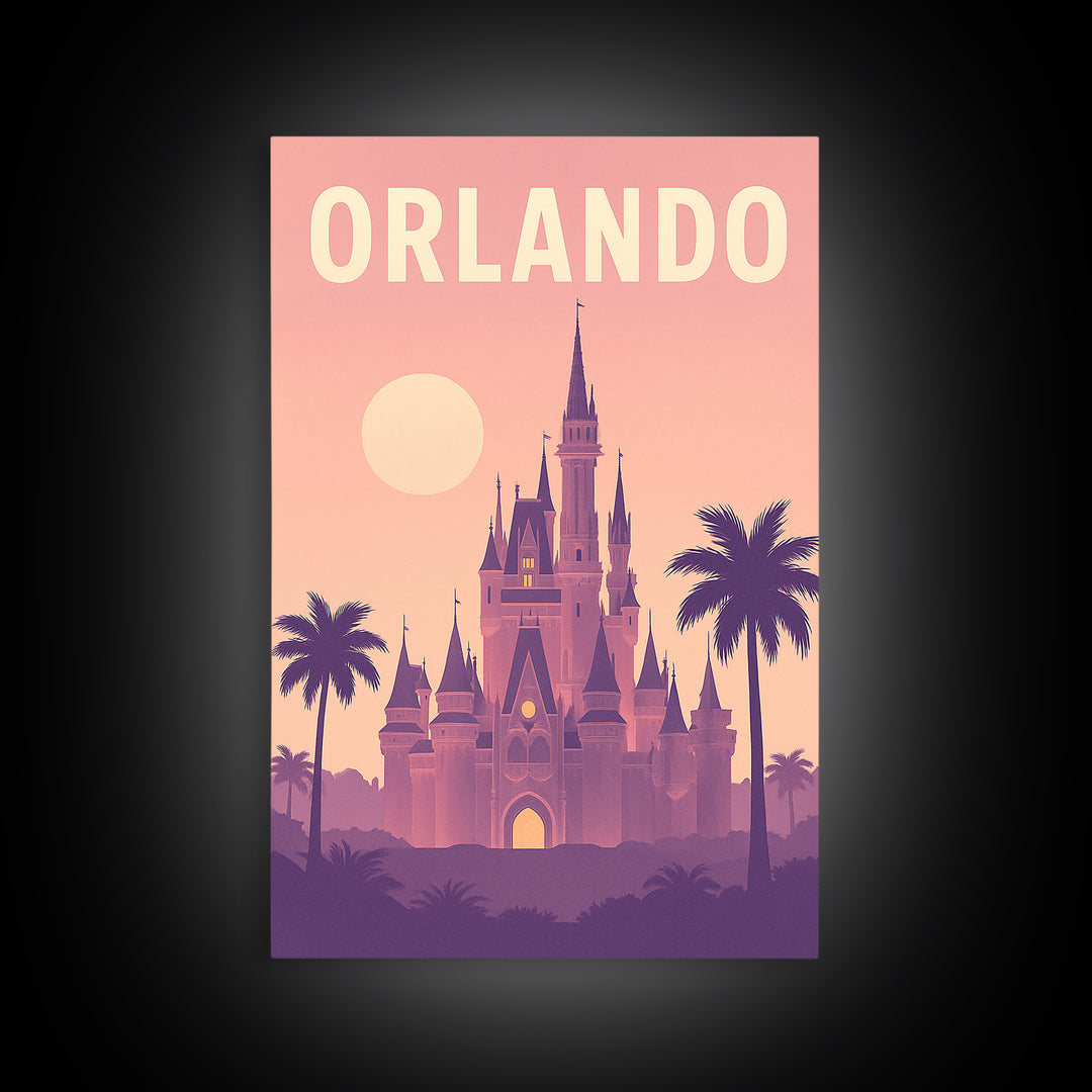 Orlando Florida Travel Poster, Canvas Print, Classic Travel Poster Art, Orlando City Art, City Art Print, Travel Wall Decor, Travel Print
