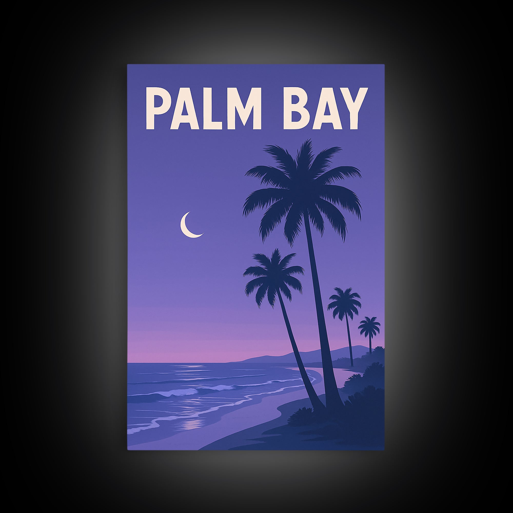Palm Bay Florida Travel Poster, Canvas Print, Retro Sunset Skyline Art, Palm Bay Poster Print, Poster Art, Wanderlust Decor, Travel Gift