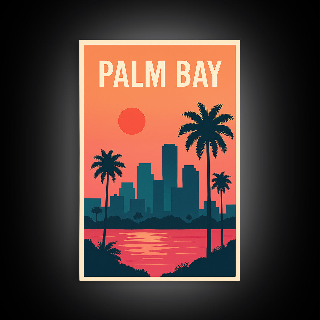Palm Bay Travel Poster, Canvas Print, Classic Travel Poster Art, Palm Bay Wall Art, Gift For Travelers, Vintage Travel Print, Poster Art