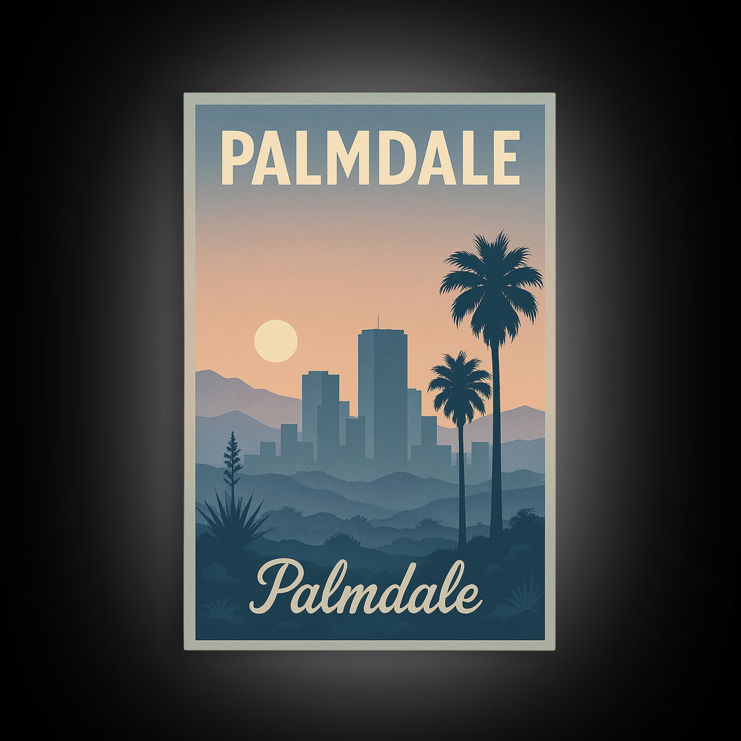 Palmdale Travel Poster, Framed Canvas Print, Vintage Travel Poster Art, Palmdale Art Print, Fine Art Print, Travel Poster Set, Wall Art