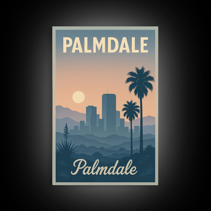Palmdale Travel Poster, Framed Canvas Print, Vintage Travel Poster Art, Palmdale Art Print, Fine Art Print, Travel Poster Set, Wall Art