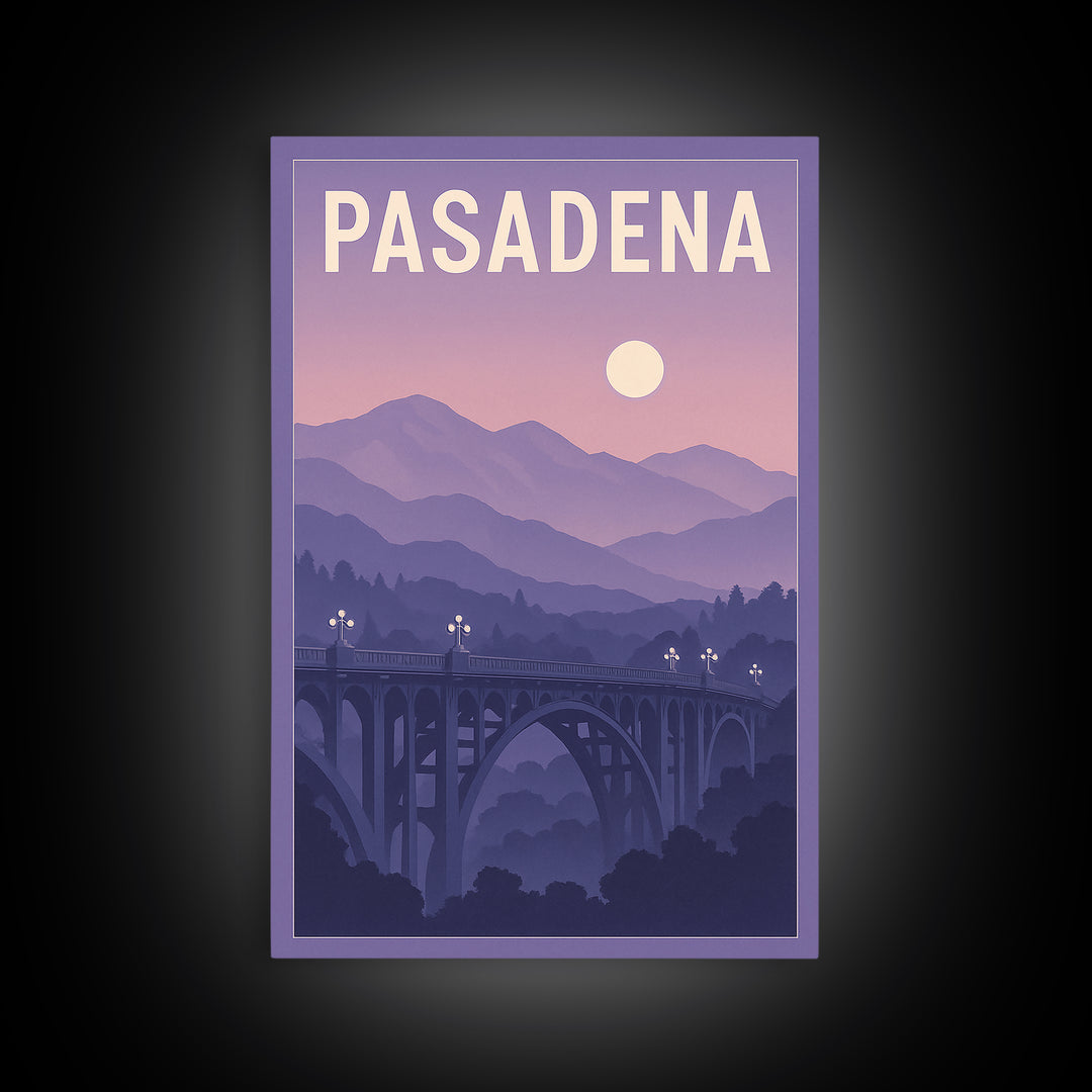 Pasadena California Travel Poster, Canvas Print, Mid Century City Wall Art, Pasadena City Art, Travel Print, Vintage City Poster, Wall Art