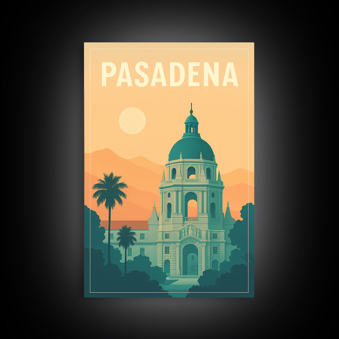 Pasadena Travel Poster, Canvas Print, Mid Century City Wall Art, Pasadena Poster Print, Travel Poster Art, Mid Century Wall Art