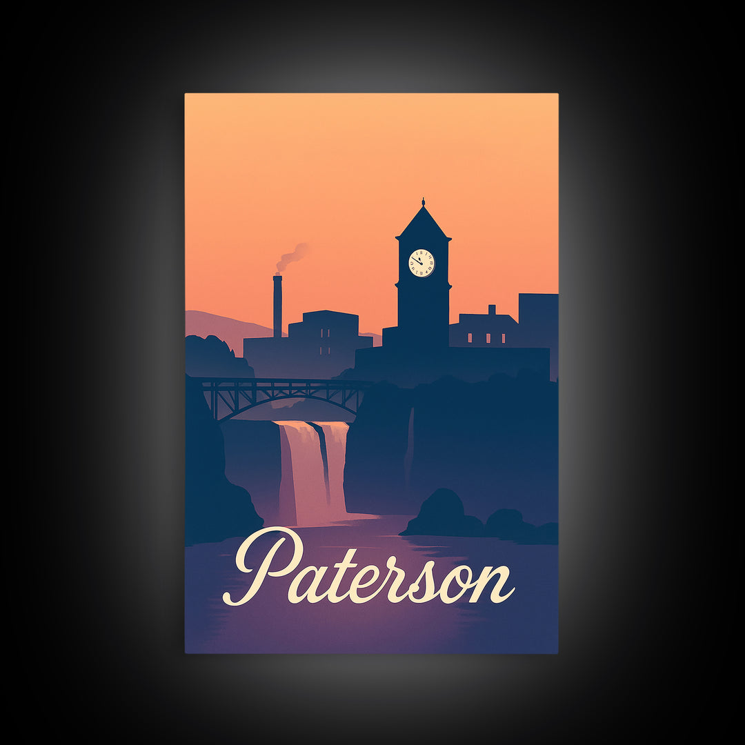 Paterson New Jersey Travel Poster, Canvas Print, Mid Century City Wall Art, Paterson Print, Vintage City Poster, Vintage City Art, Design 2