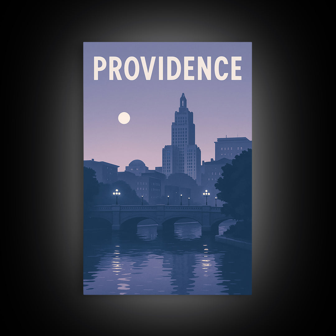 Providence Rhode Island Travel Poster, Canvas Print, Classic Poster Art, Providence Travel Art, Retro Travel Print, Gift For Travelers