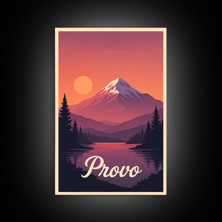 Provo Utah Travel Poster, Canvas Print, Vintage Travel Poster Art, Provo Wall Art, City Travel Prints, Fine Art Print, Retro Travel Print