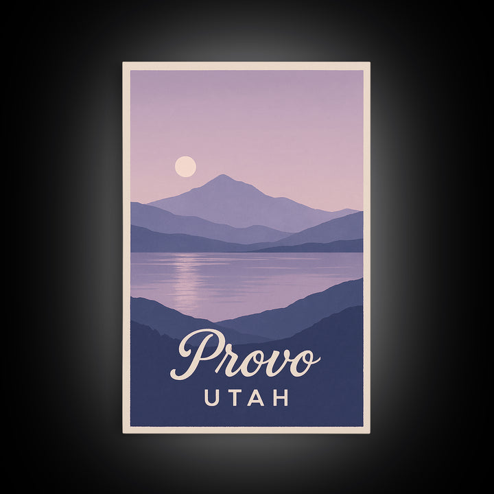 Provo Travel Poster, Framed Canvas Print, Classic Travel Poster Art, Provo Poster Print, Vintage City Art, Vintage Travel Art, Wall Art