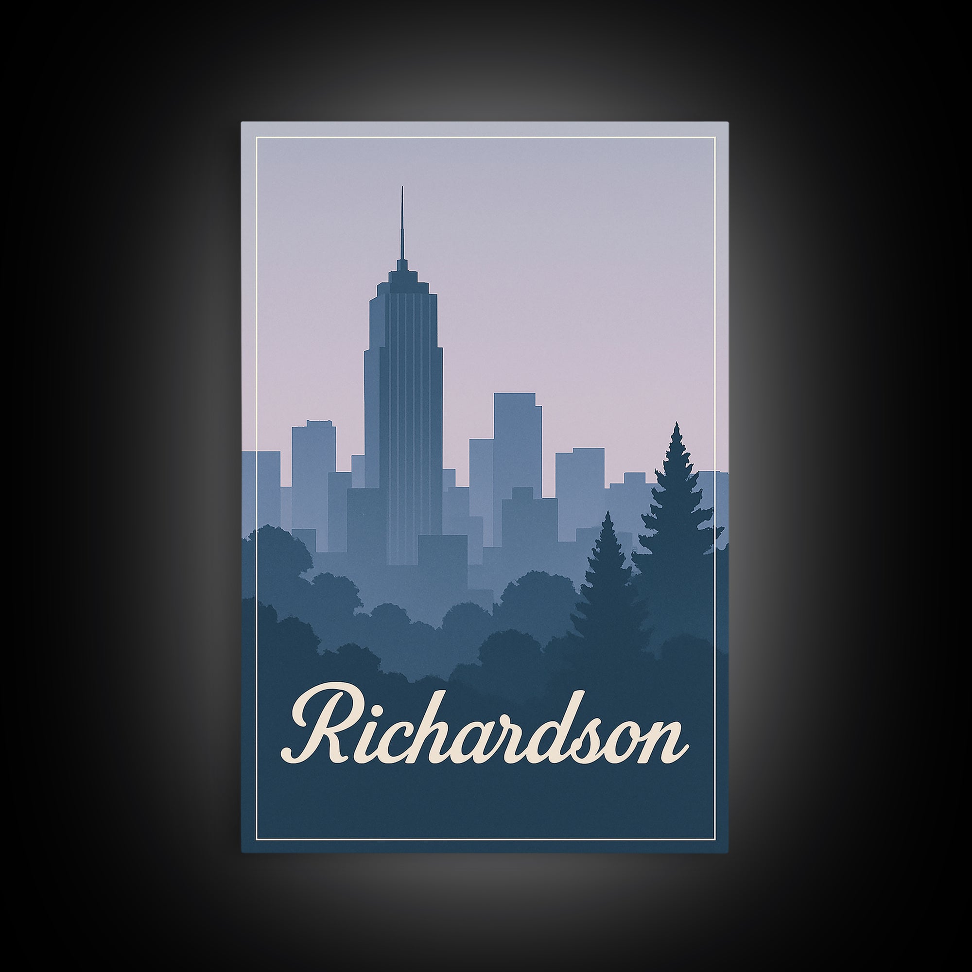 Richardson Travel Poster, Canvas Print, Retro Sunset Skyline Art, Richardson Wall Art, Home Office Decor, Wanderlust Decor, Poster Art