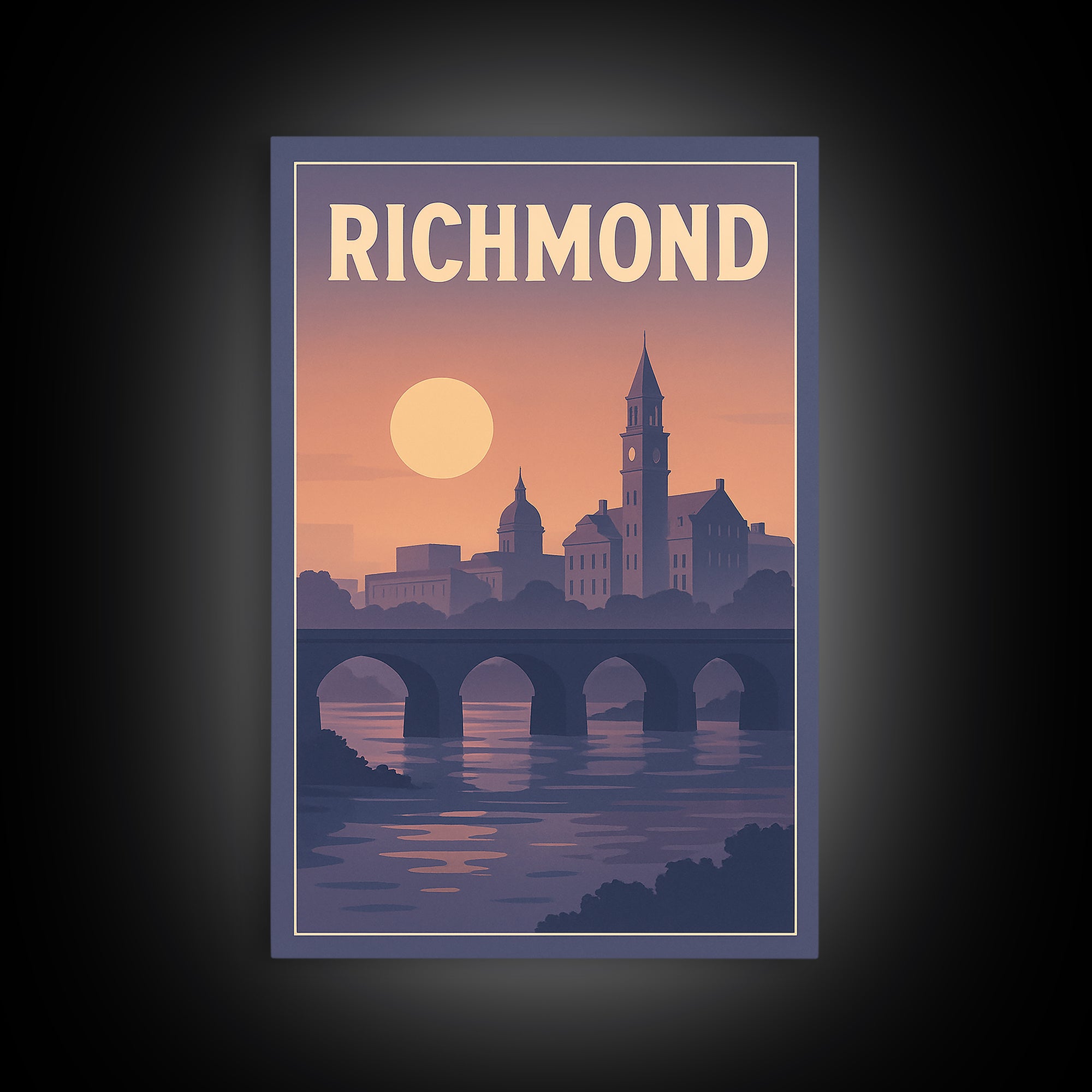 Richmond Travel Poster, Canvas Print, Classic Travel Poster Art, Richmond Travel Art, Modern Wall Decor, Living Room Wall Art, Design 2