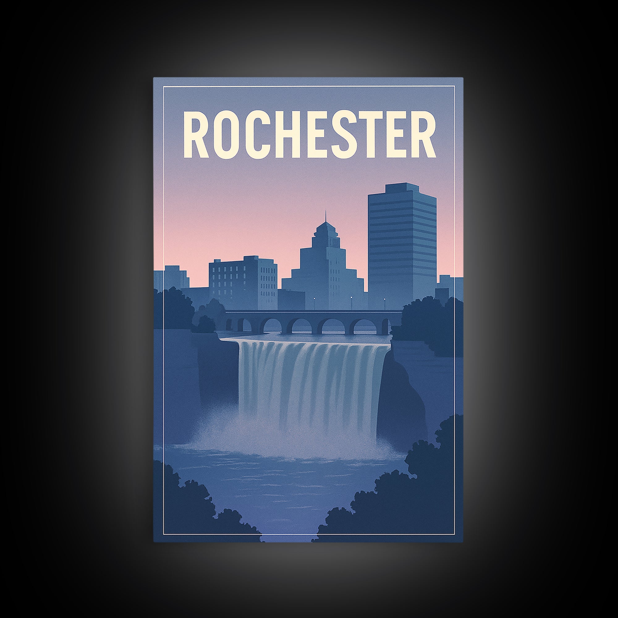 Rochester New York Travel Poster, Canvas Print, Mid Century City Wall Art, Rochester Wall Art, Vintage City Poster, Vintage Travel Art
