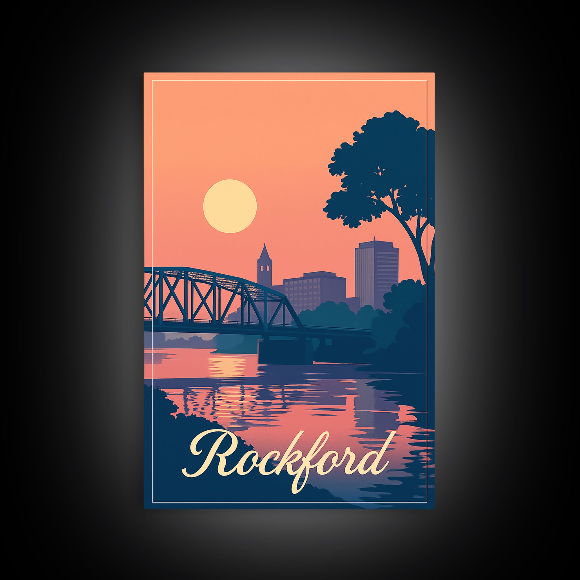 Rockford Illinois Travel Poster, Canvas Print, Classic Travel Poster Art, Rockford City Art, Travel Wall Art, Wall Decor, Fine Art Print