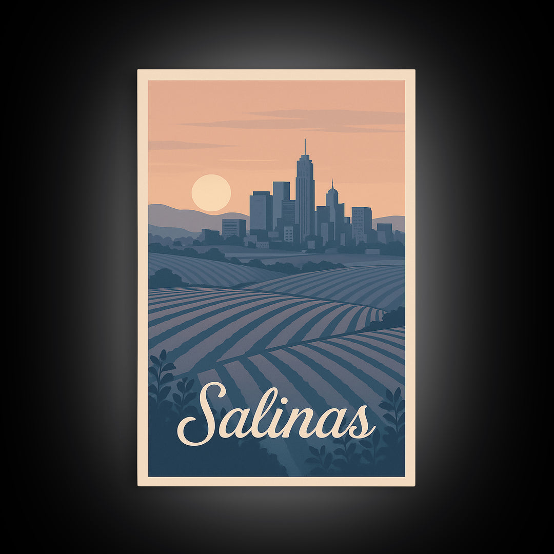 Salinas Travel Poster, Framed Canvas Print, Vintage Travel Poster Art, Salinas Wall Art, Travel Poster Art, Travel Poster Set, Wall Art