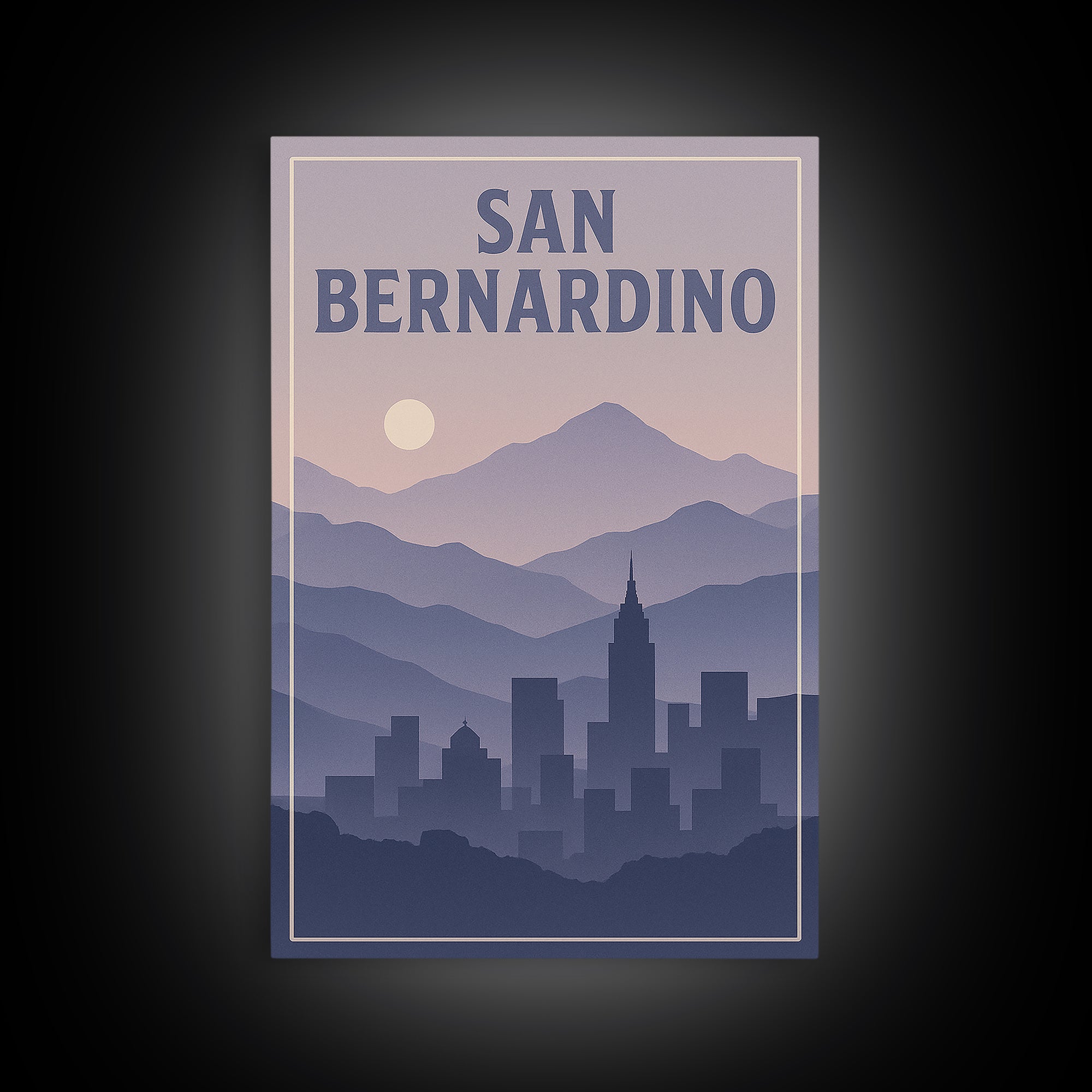 San Bernardino California Travel Poster, Canvas Print, Mid Century City Wall Art, San Bernardino Travel Art, Modern Wall Decor, Wall Art