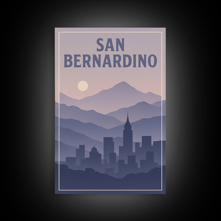 San Bernardino California Travel Poster, Canvas Print, Mid Century City Wall Art, San Bernardino Travel Art, Modern Wall Decor, Wall Art