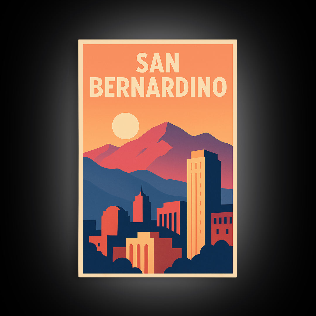 San Bernardino Travel Poster, Canvas Print, Classic Travel Poster Art, San Bernardino Poster Print, Travel Poster Art, Wanderlust Decor