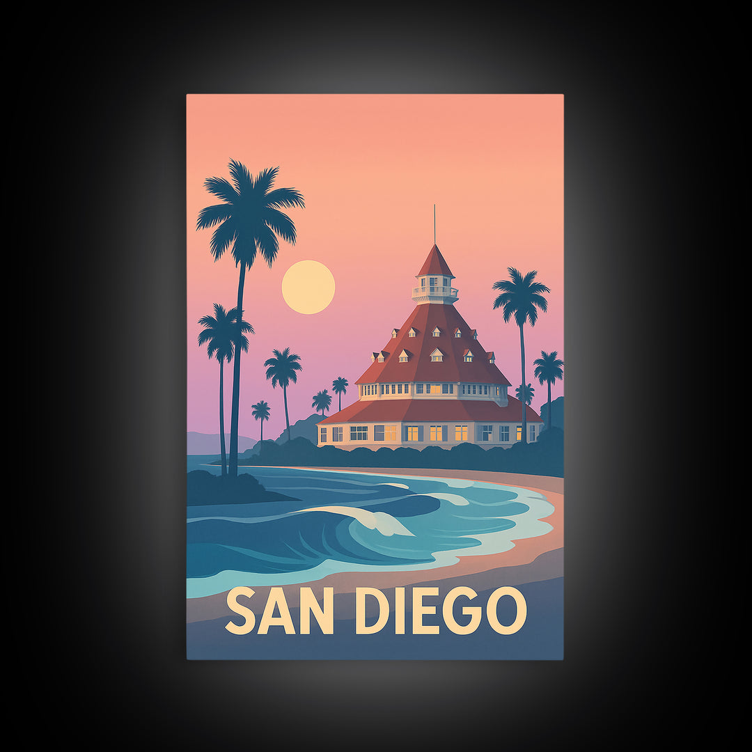 San Diego California Travel Poster, Canvas Print, Classic Travel Poster Art, San Diego Travel Art, Vintage Travel Print, Travel Poster Art