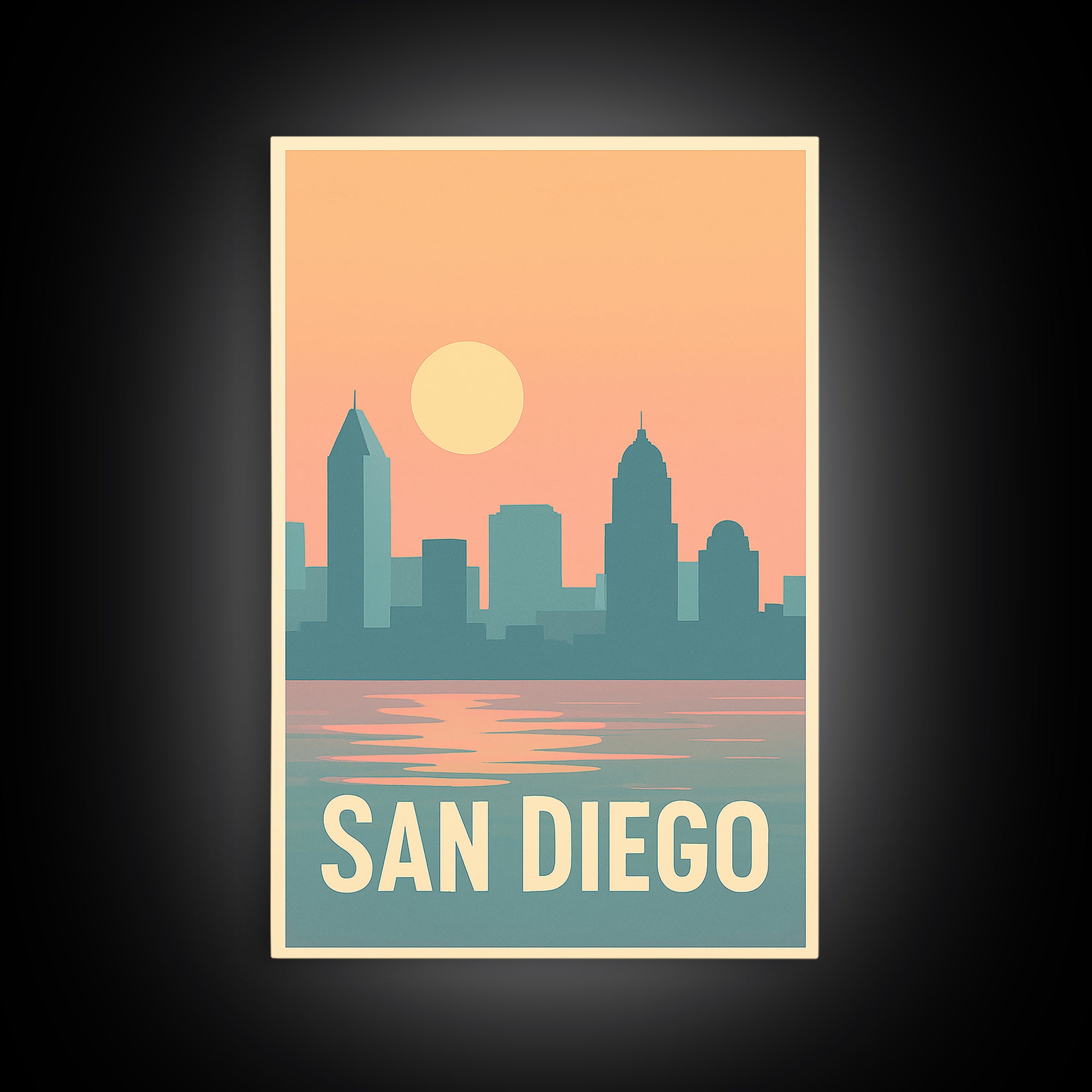 San Diego Travel Poster, Canvas Print, Classic Travel Poster Art, San Diego Travel Art, Fine Art Print, Travel Art Print, City Illustration