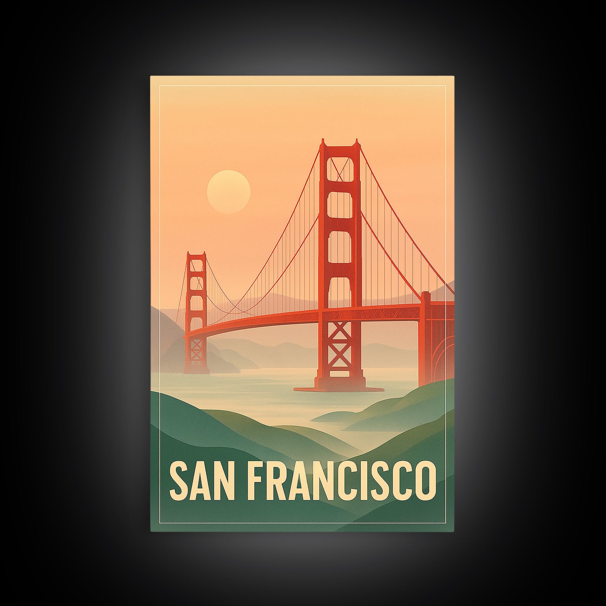 San Francisco California Travel Poster, Canvas Print, Retro Sunset Skyline Art, San Francisco Travel Art, City Illustration, Fine Art Print