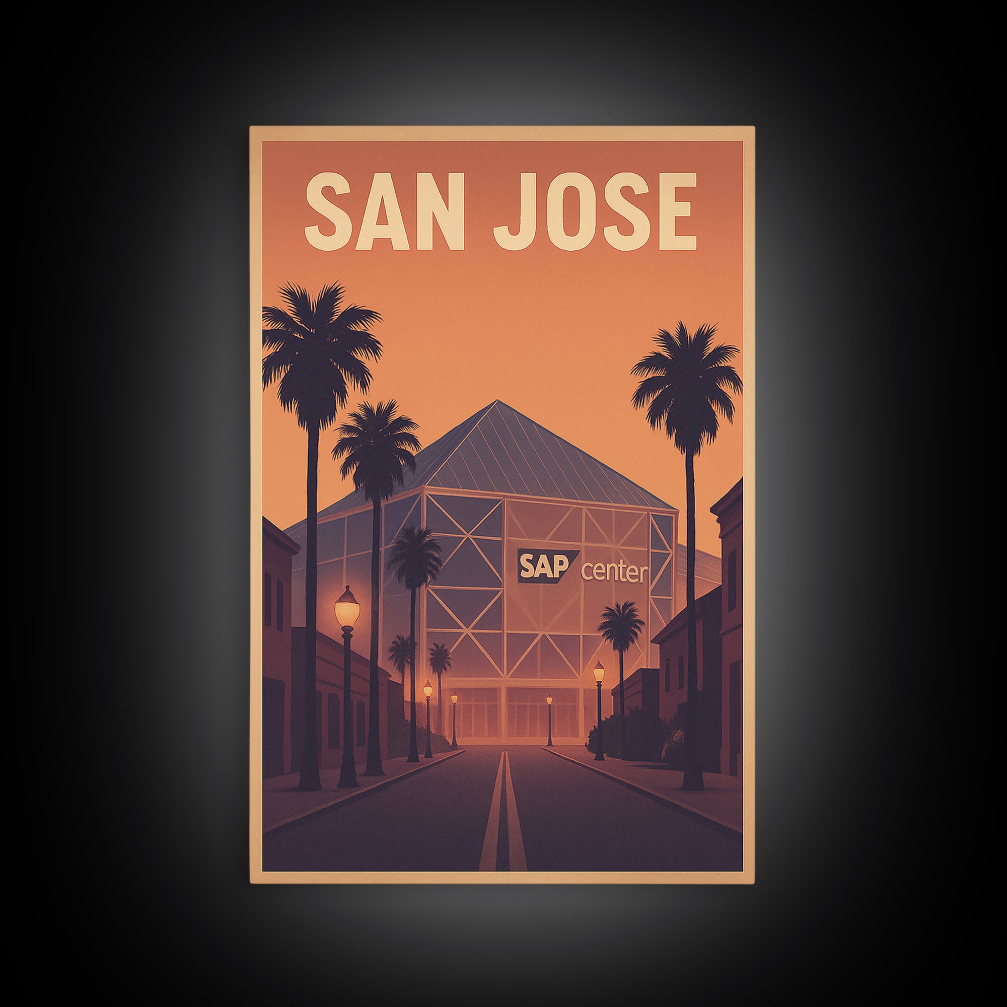 San Jose Travel Poster, Framed Canvas Print, Mid Century City Wall Art, San Jose Art Print, Wanderlust Decor, Gift For Travelers