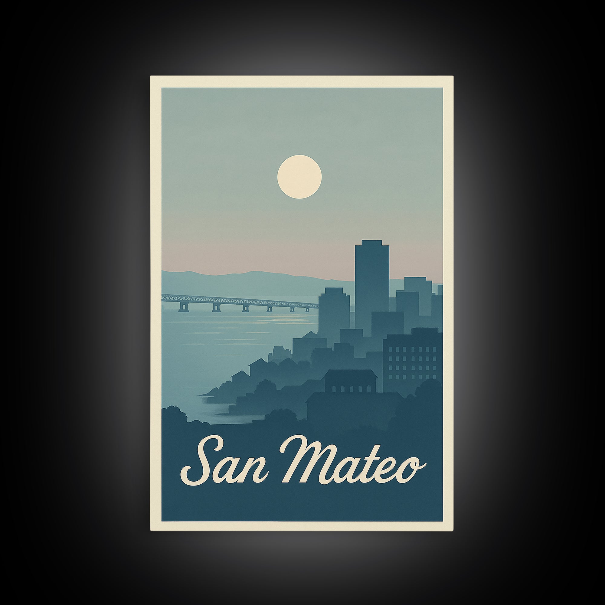 San Mateo Travel Poster, Canvas Print, Vintage Travel Poster Art, San Mateo Wall Art, Vintage Travel Print, Vintage City Poster